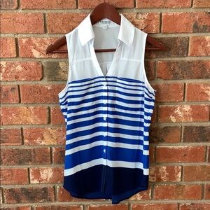Express Portofino Women's Blue and White Striped Sleeveless Top